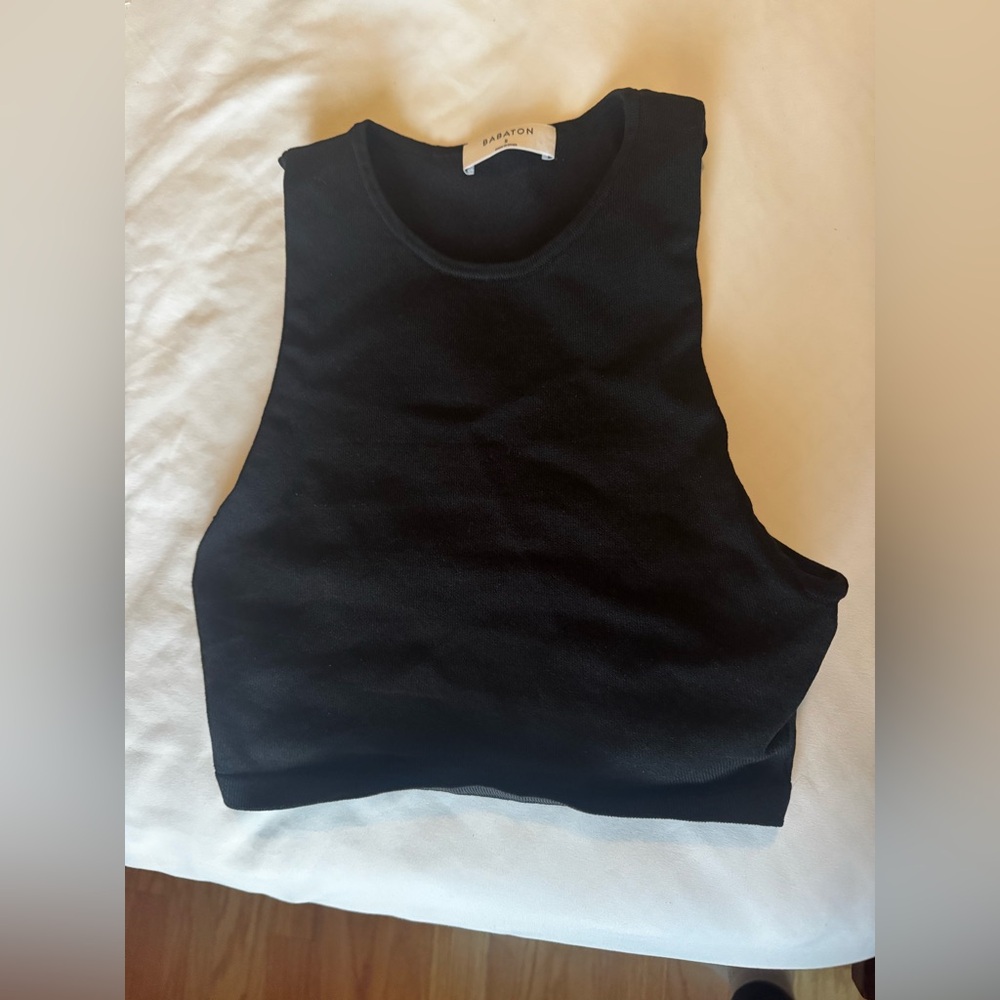 Aritzia Babaton Black Halter Crop Top size S